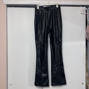 Black flair leather pants